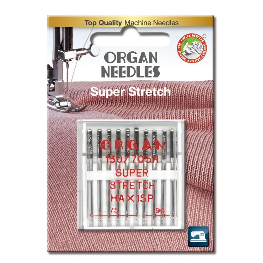 Ace de cusut casnice Organ Super Stretch - finete (75-90), 10 buc